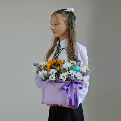 Сумка школьная с подсолнухом и статицей N 84607