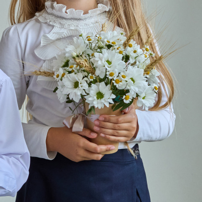 Стаканчик с хризантемой и танацетумом N 84321